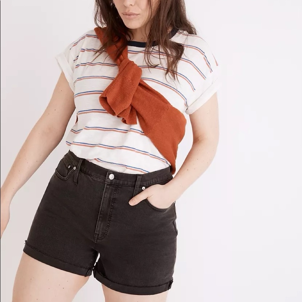 NWT Madewell High Rise Denim Shorts in Black Lunar Wash Size 29